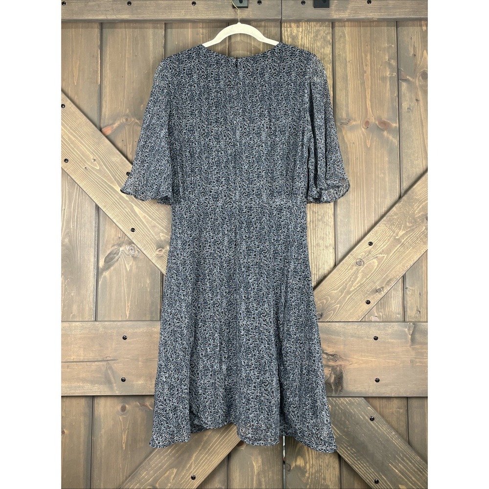 Caballero Collection Sheer Chiffon Leopard Print  Blue Gray Midi Dress Size M - Picture 2 of 9